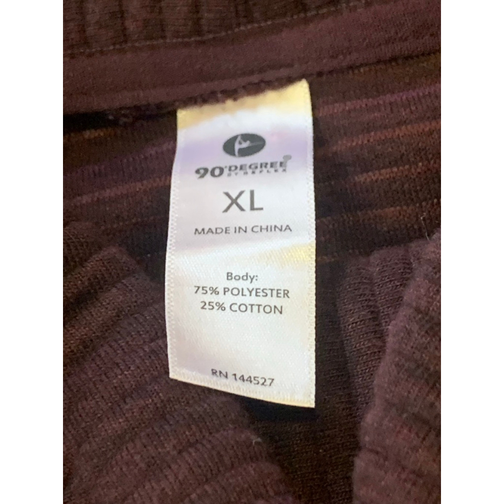90 degree Top XL Maroon Burgundy Turtleneck Crop Drop Shoulder Stripe Texture - Picture 3 of 8